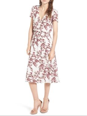 Wayf Blouson Floral Midi Dress size Medium